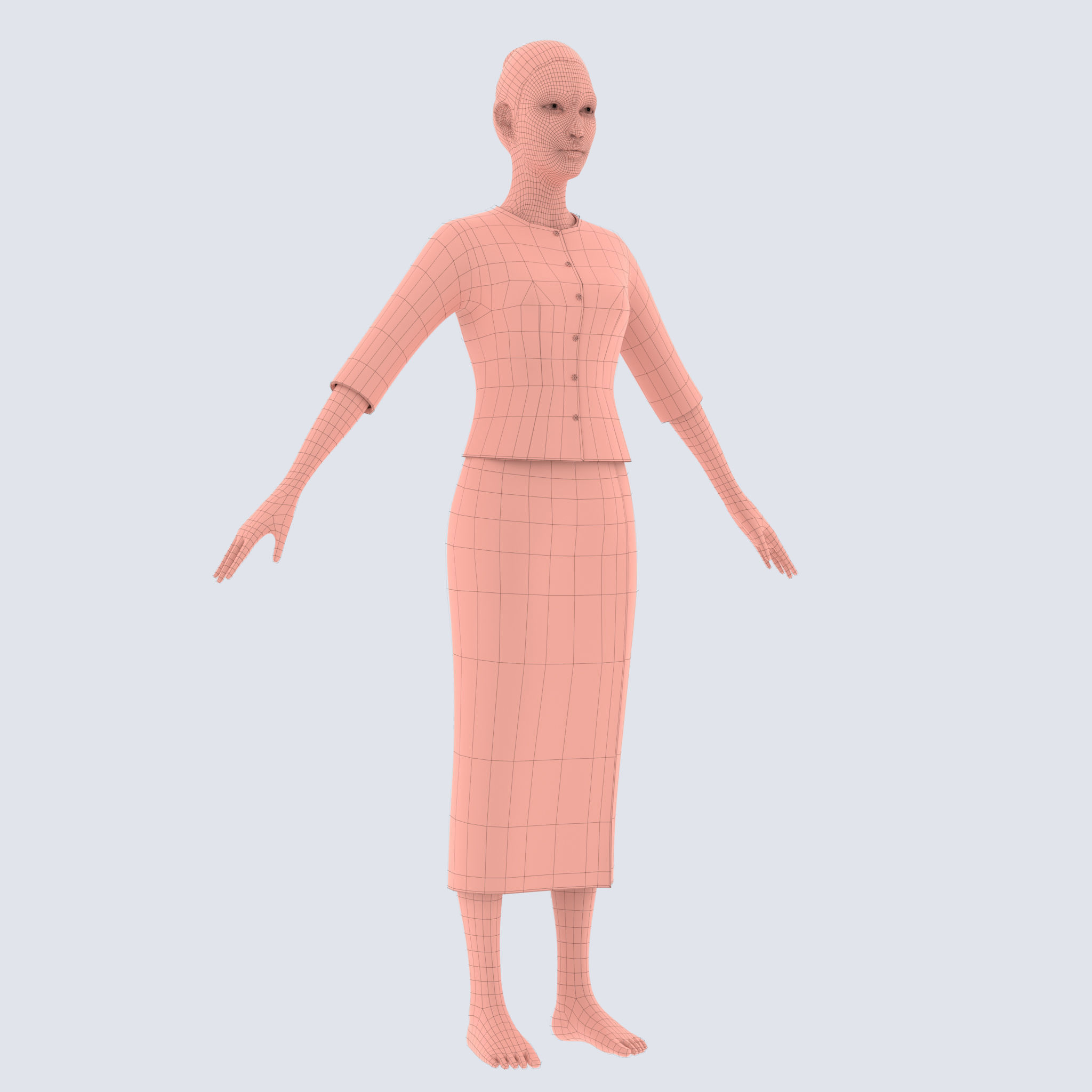 Thai Farmer Woman 3D model_7