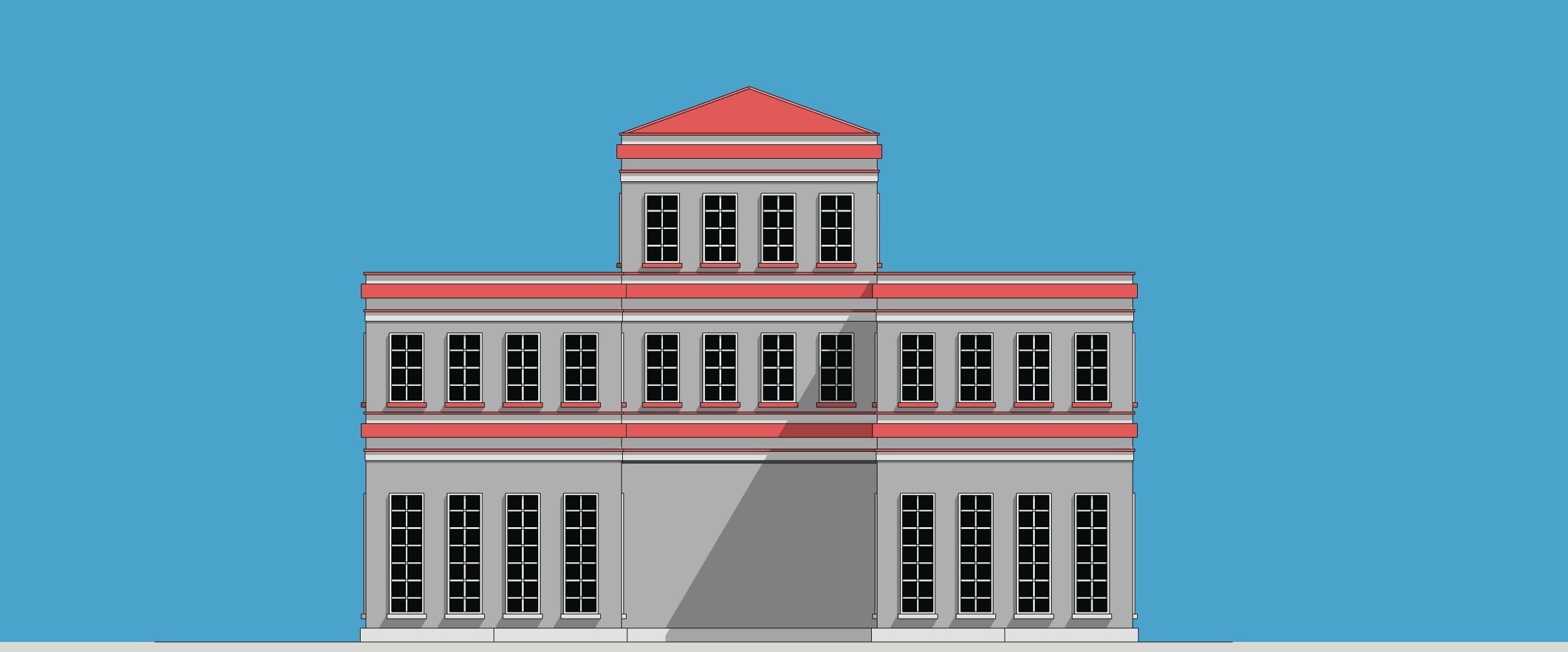 School building Low-poly 3D model_10