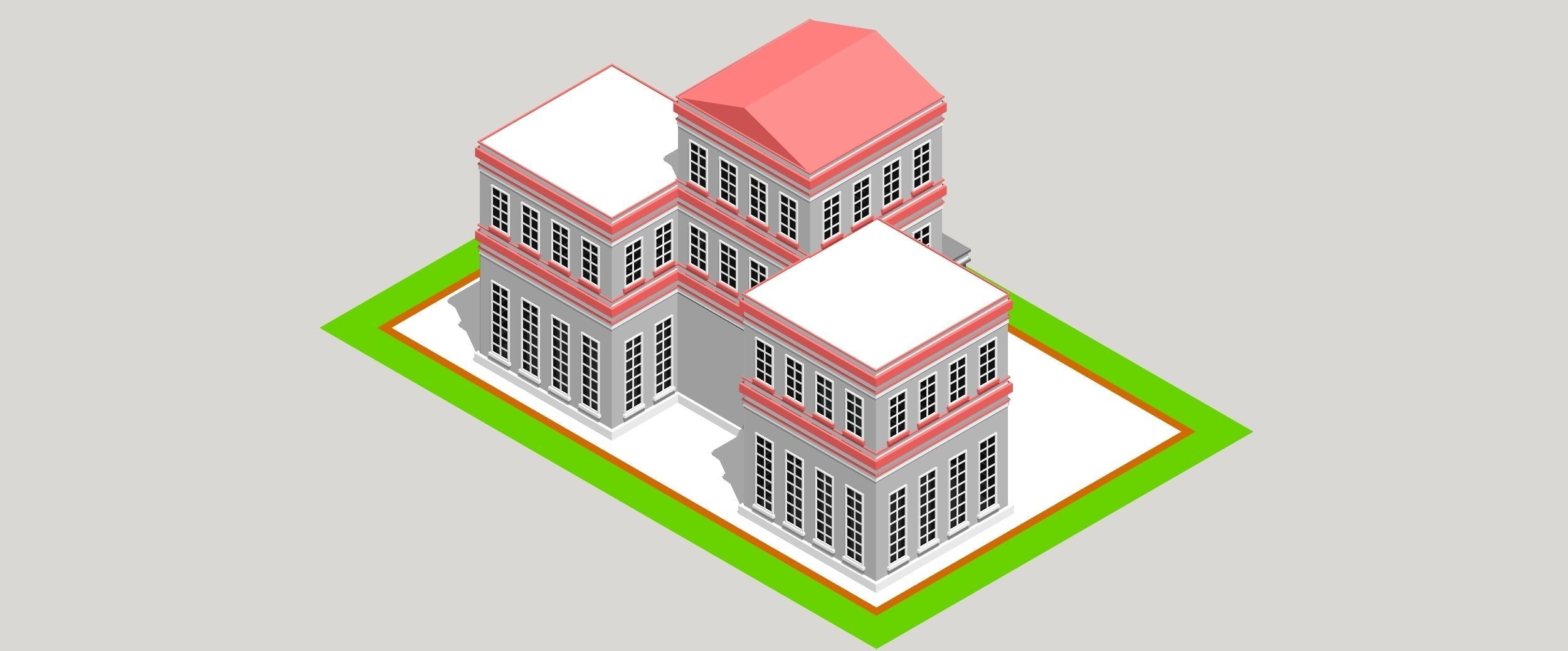 School building Low-poly 3D model_11