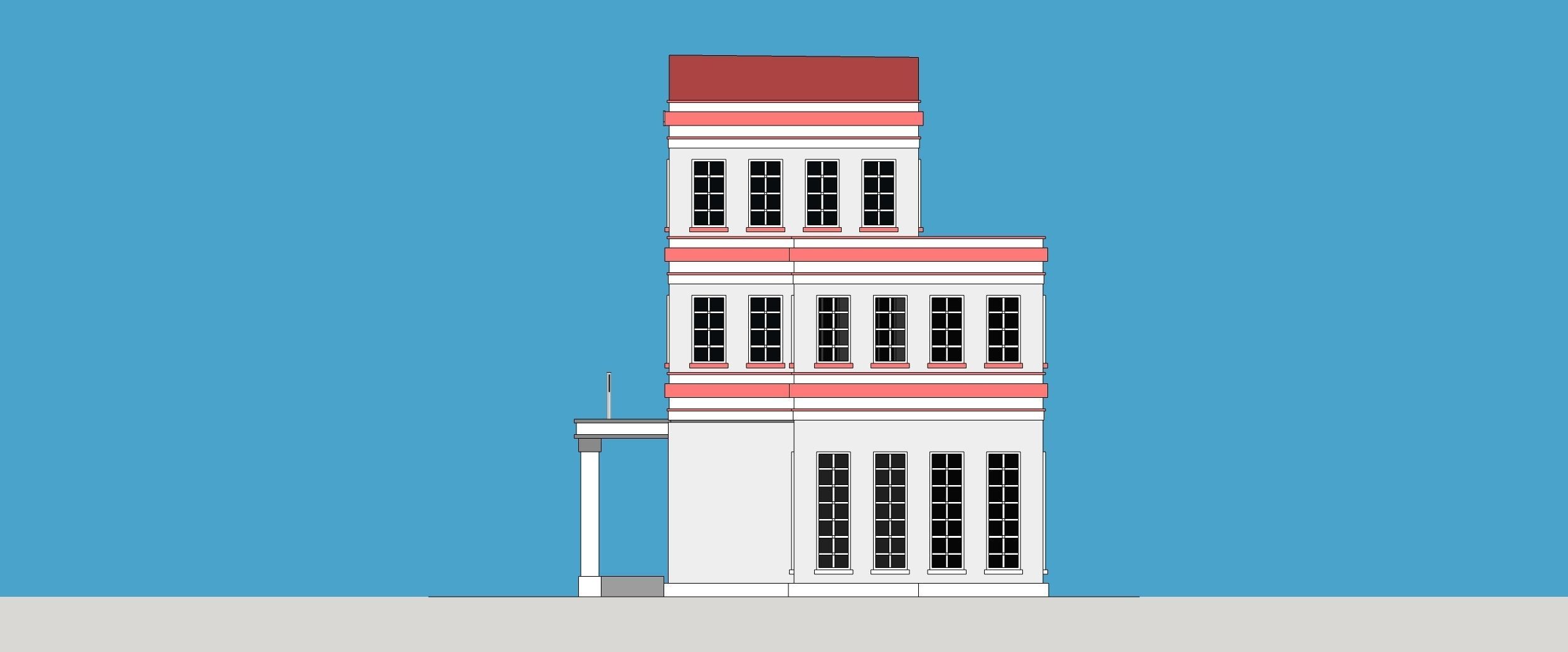 School building Low-poly 3D model_9