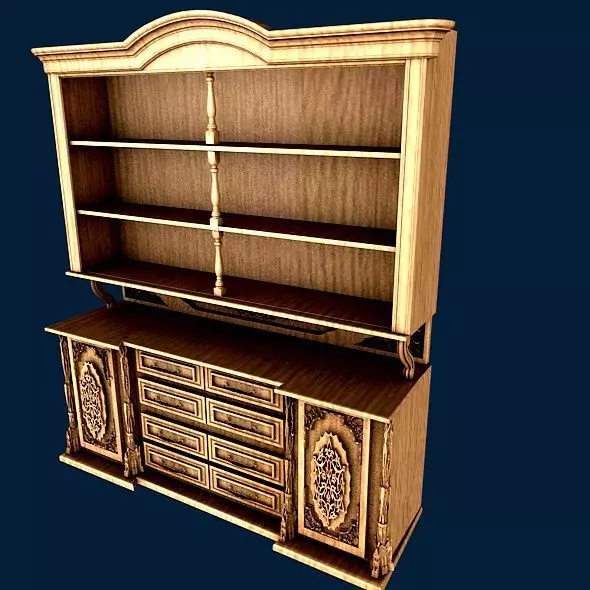 Buffet ornate hutch with drawers 3D model_0