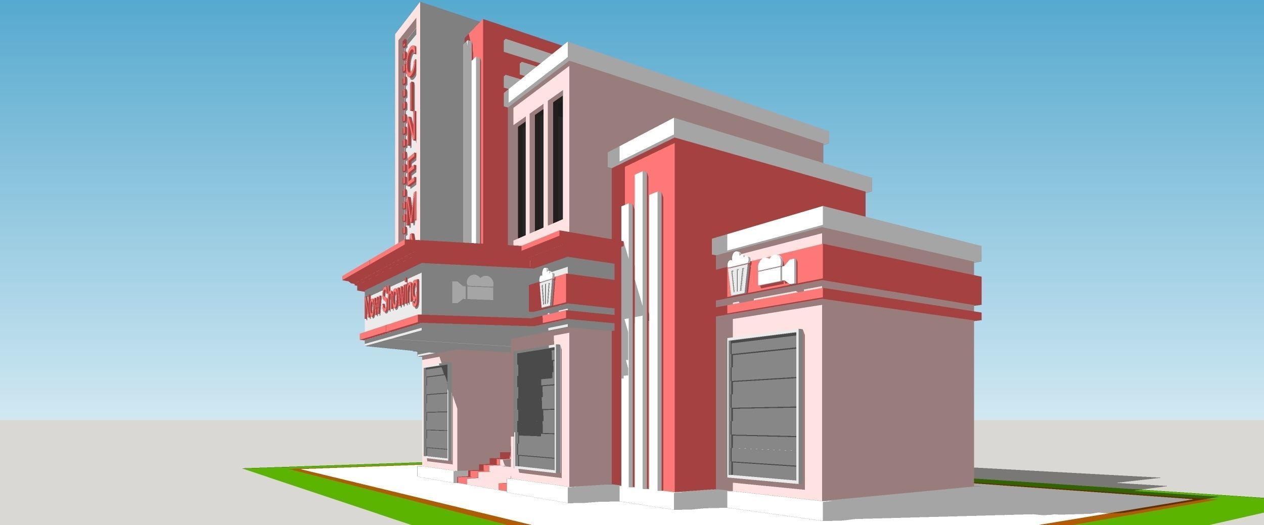 Cinema - Building Low-poly 3D model_3