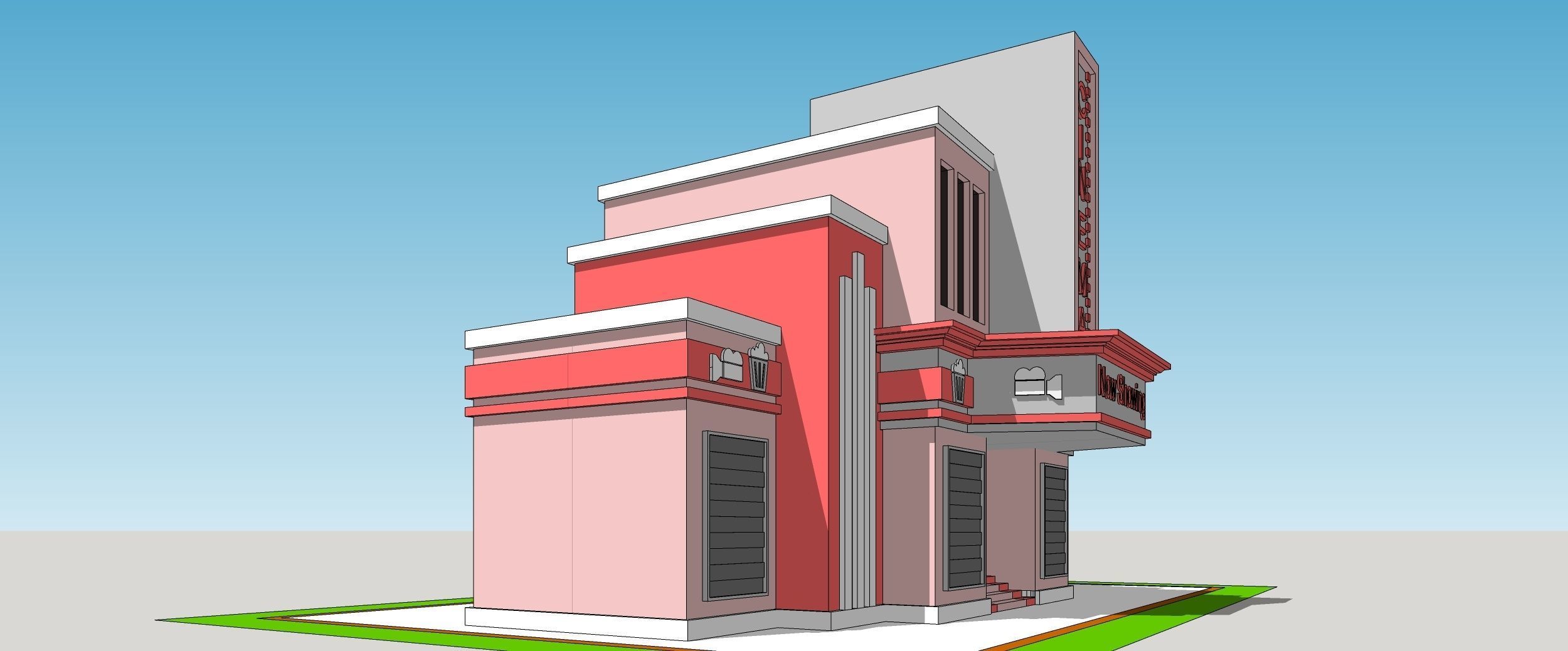 Cinema - Building Low-poly 3D model_4