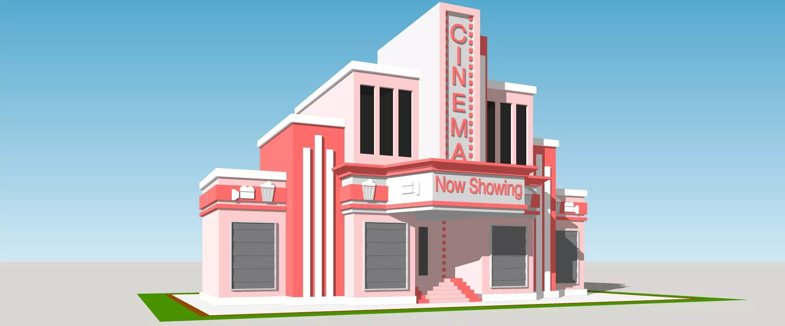 Cinema - Building Low-poly 3D model_0