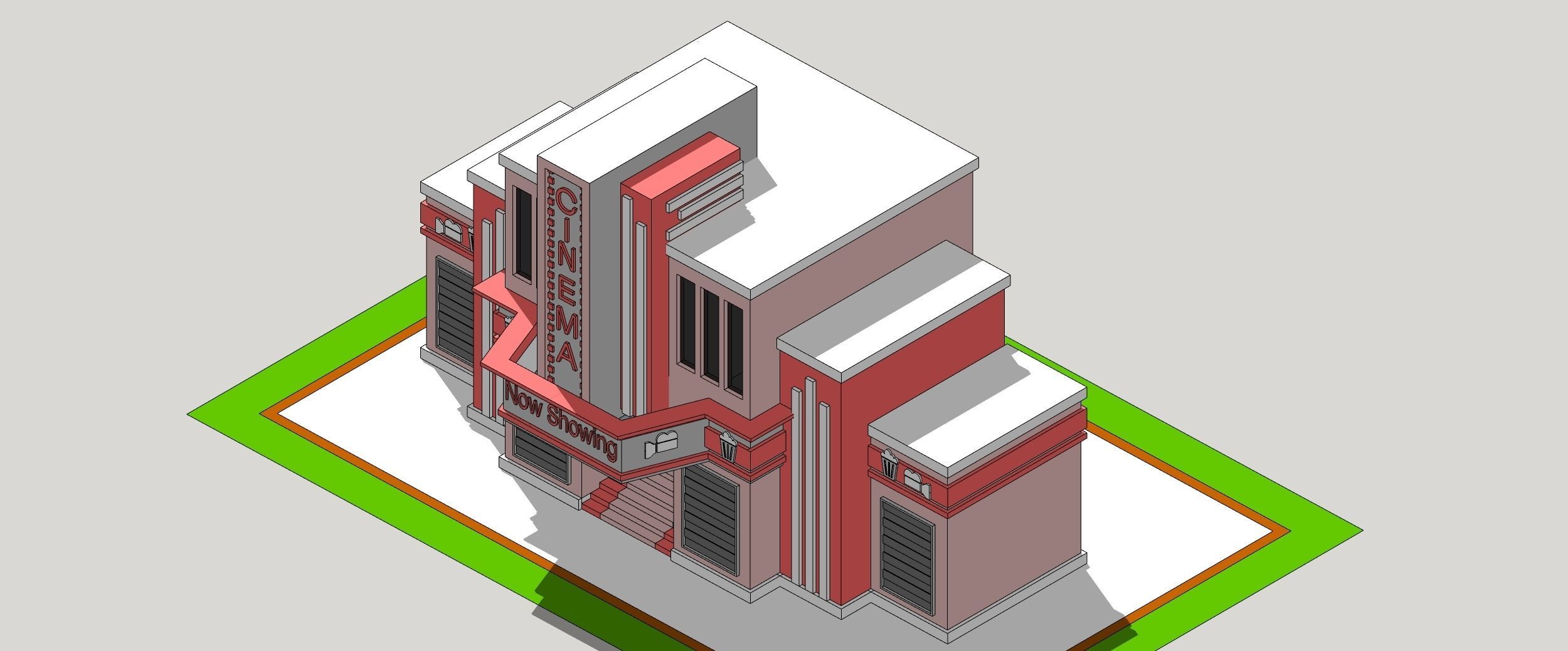 Cinema - Building Low-poly 3D model_5