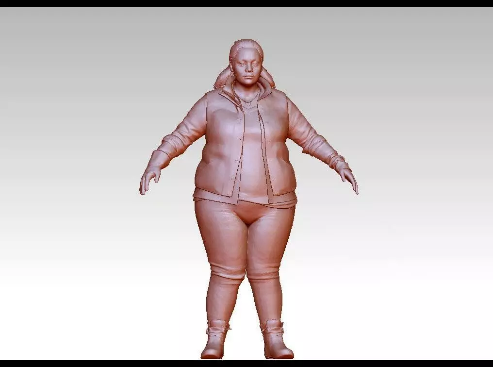 Fat realistic woman girl 3D print model