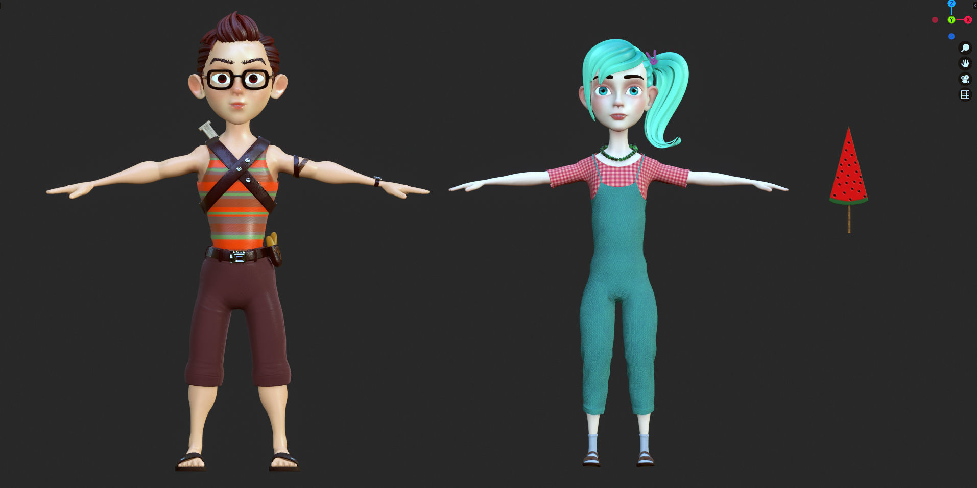 2 Rigged Stylized Character Boy and Girl - Blender 3D model_2
