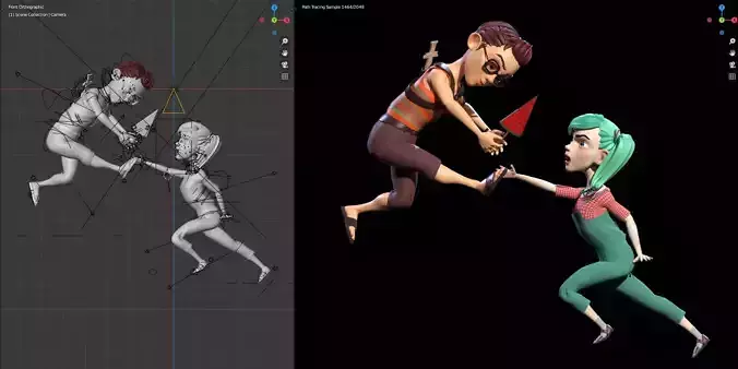 2 Rigged Stylized Character Boy and Girl - Blender