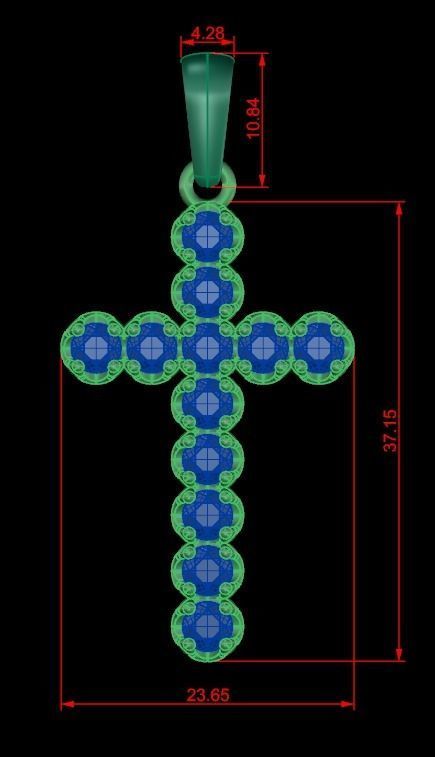 Large Diamond Cross 4mm 3D print model_7
