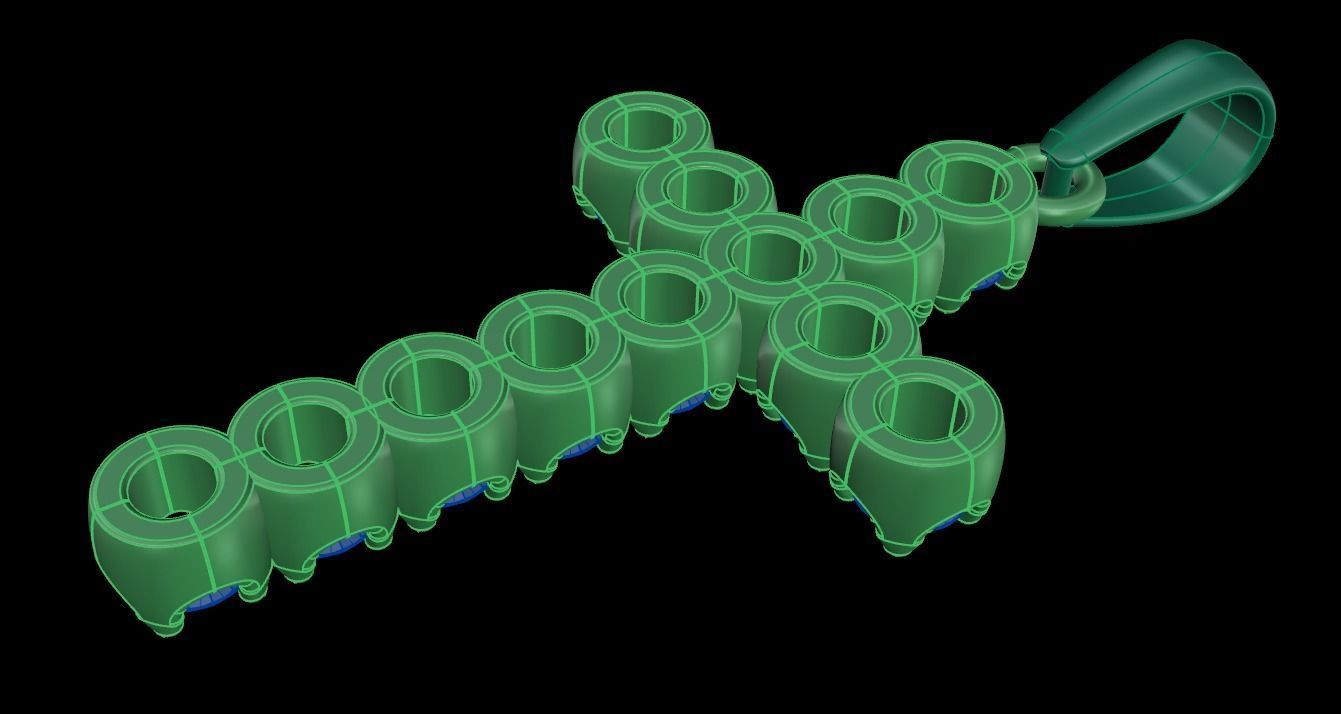 Large Diamond Cross 4mm 3D print model_9