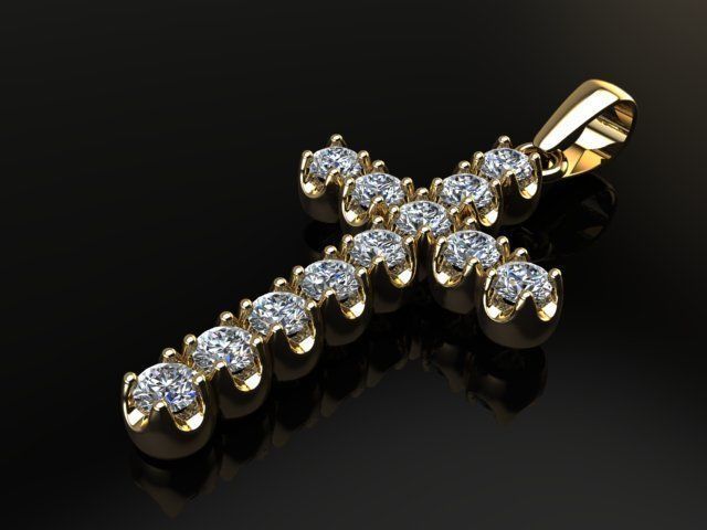 Large Diamond Cross 4mm 3D print model_1