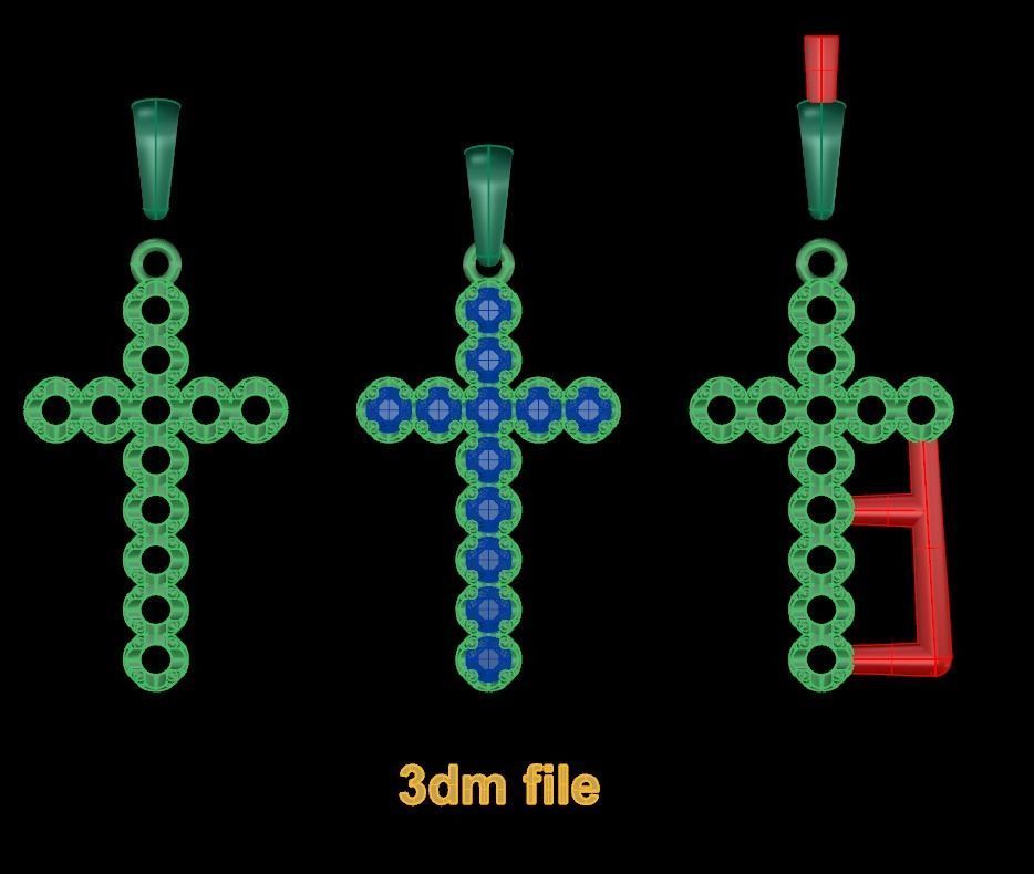 Large Diamond Cross 4mm 3D print model_5