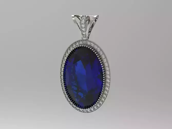 Pendant 3D print model lapis lazuli in sterling silver