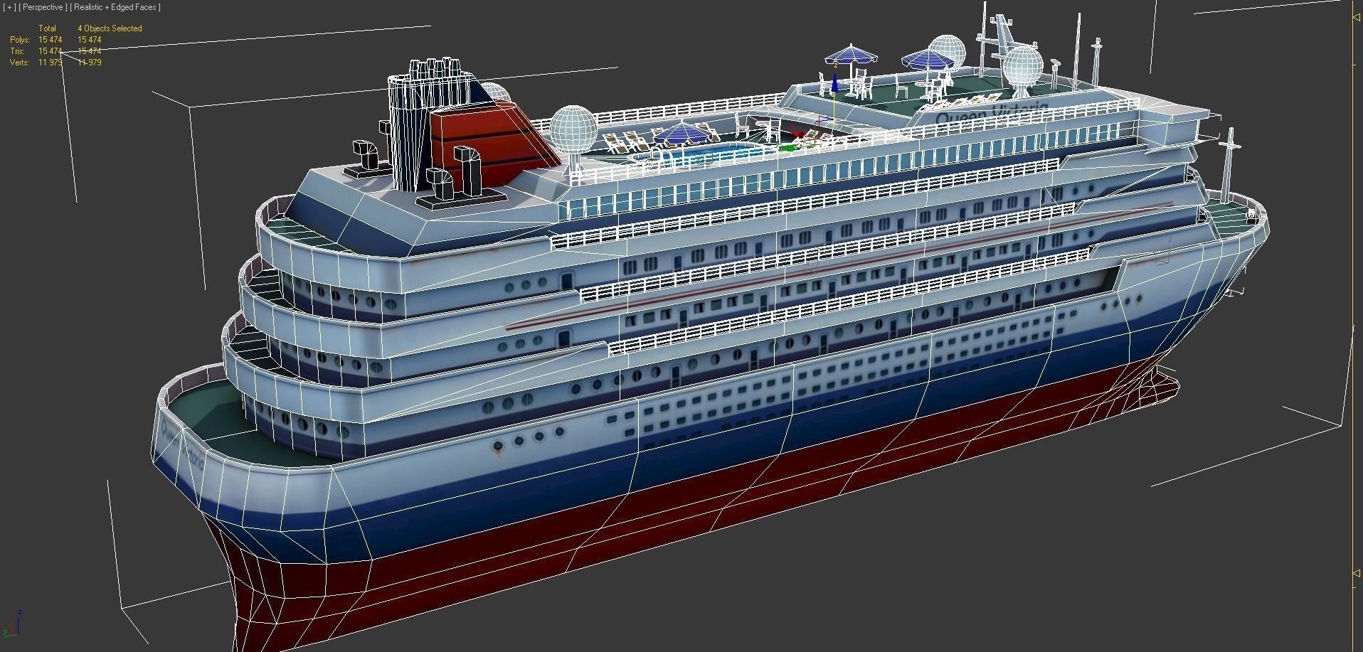 Cruise Liner - low poly Low-poly 3D model_8