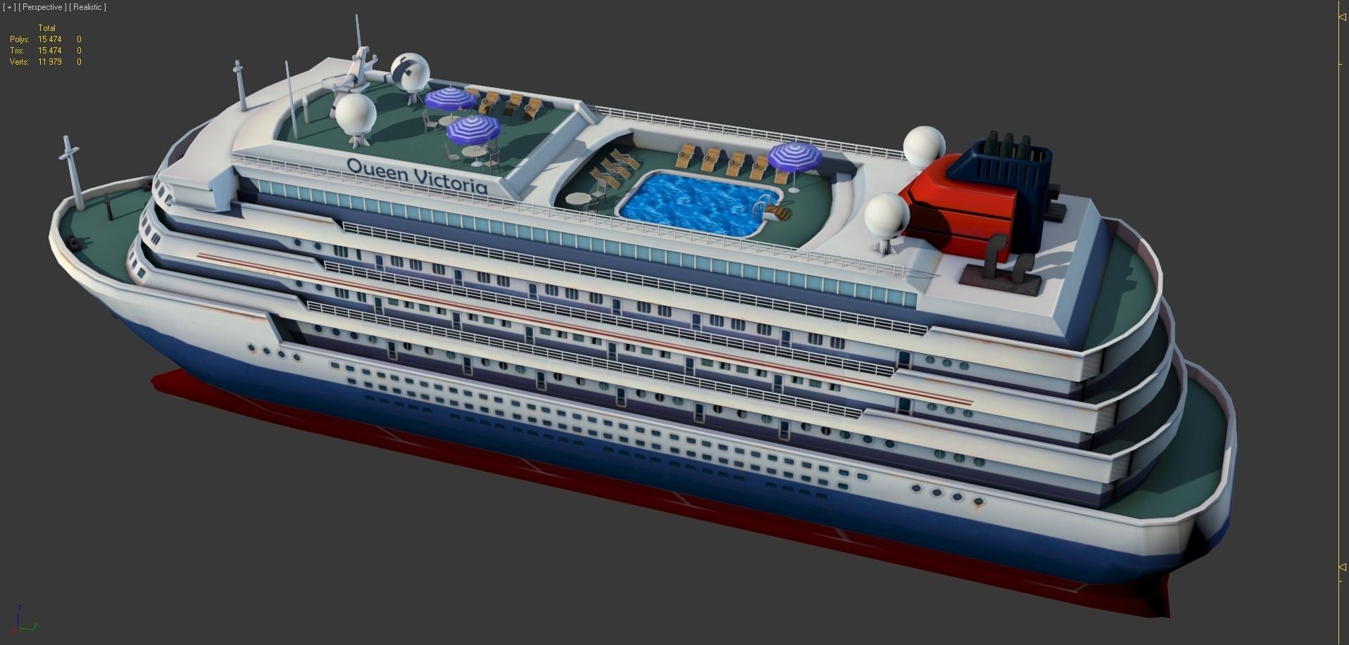 Cruise Liner - low poly Low-poly 3D model_2
