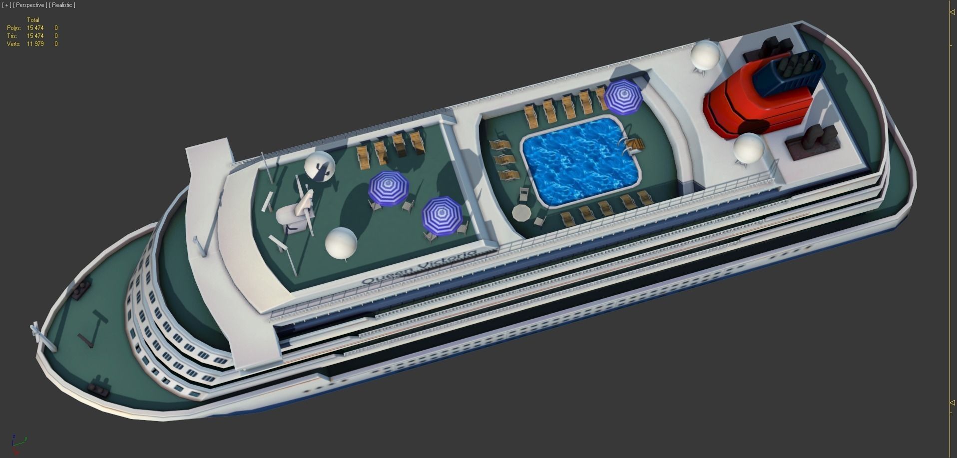 Cruise Liner - low poly Low-poly 3D model_3