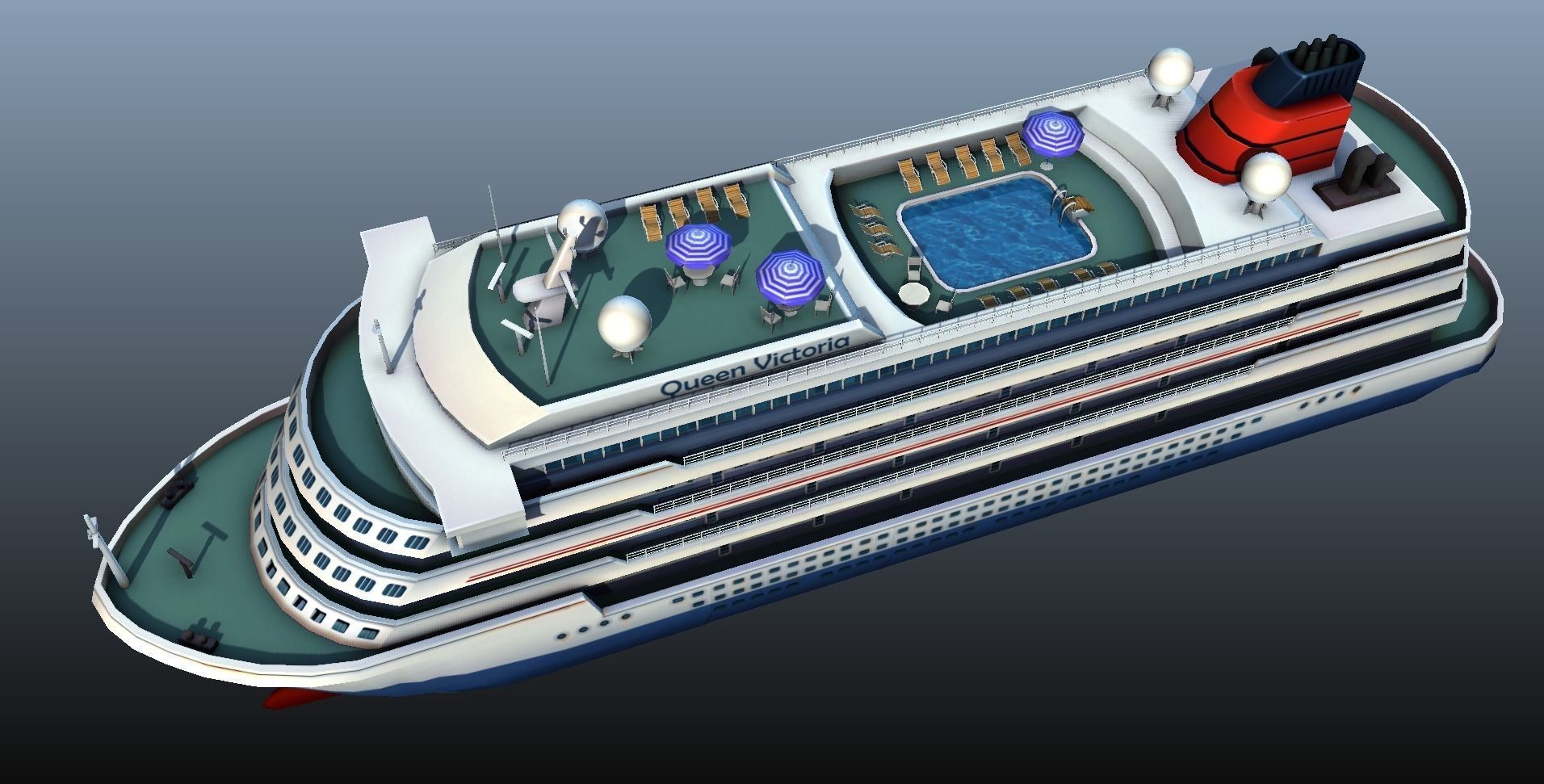 Cruise Liner - low poly Low-poly 3D model_19