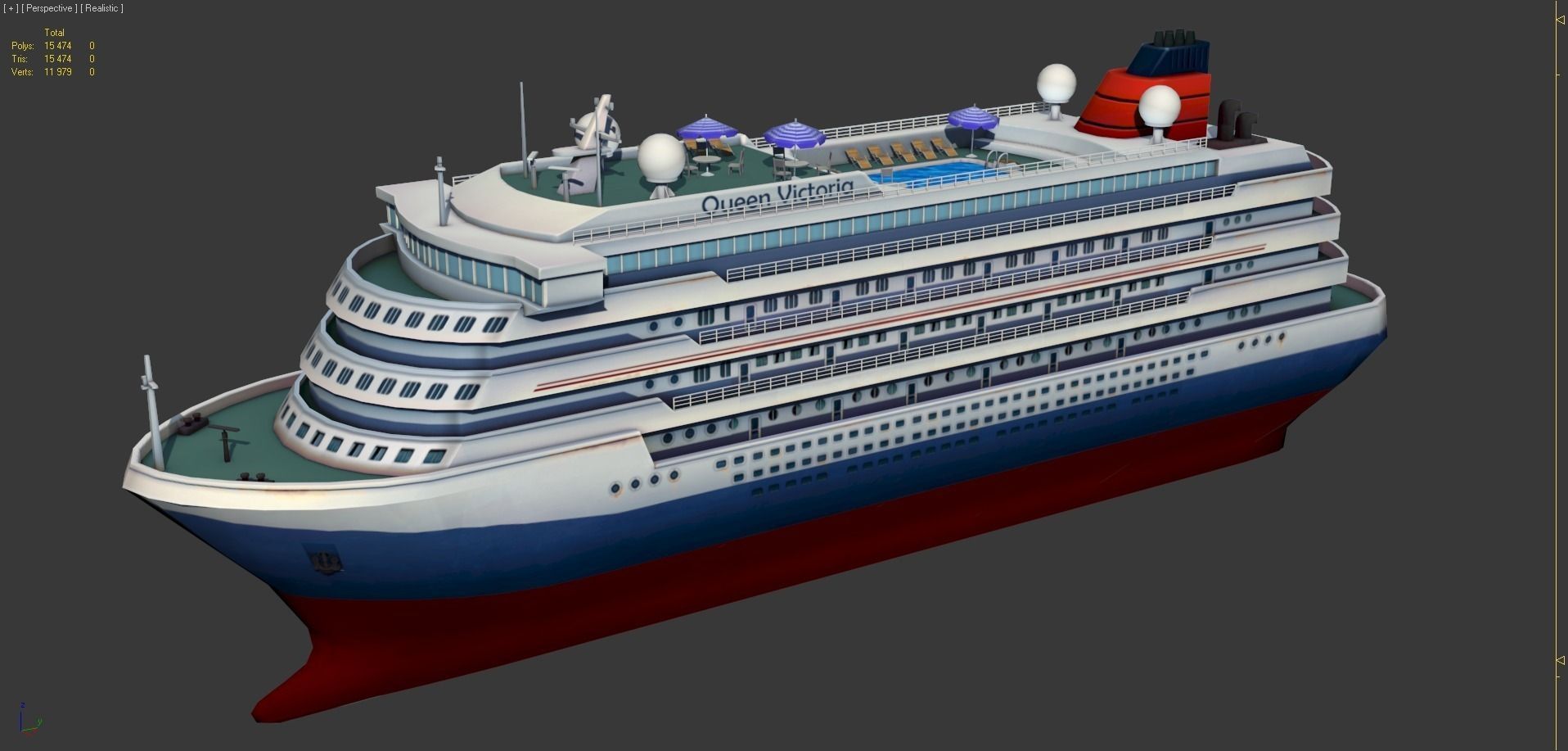 Cruise Liner - low poly Low-poly 3D model_1