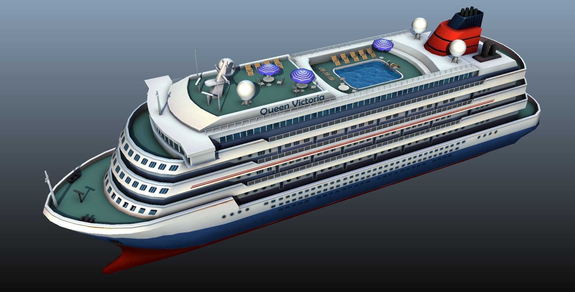 Cruise Liner - low poly Low-poly 3D model_16