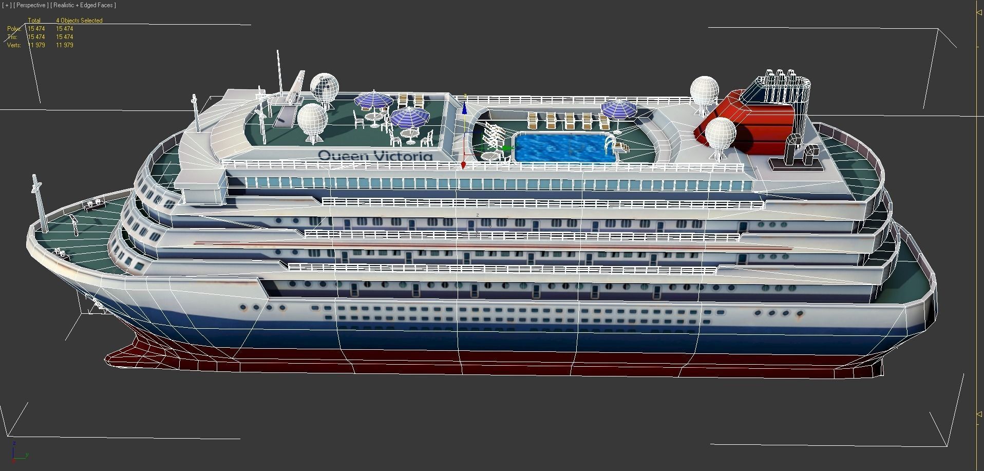 Cruise Liner - low poly Low-poly 3D model_7