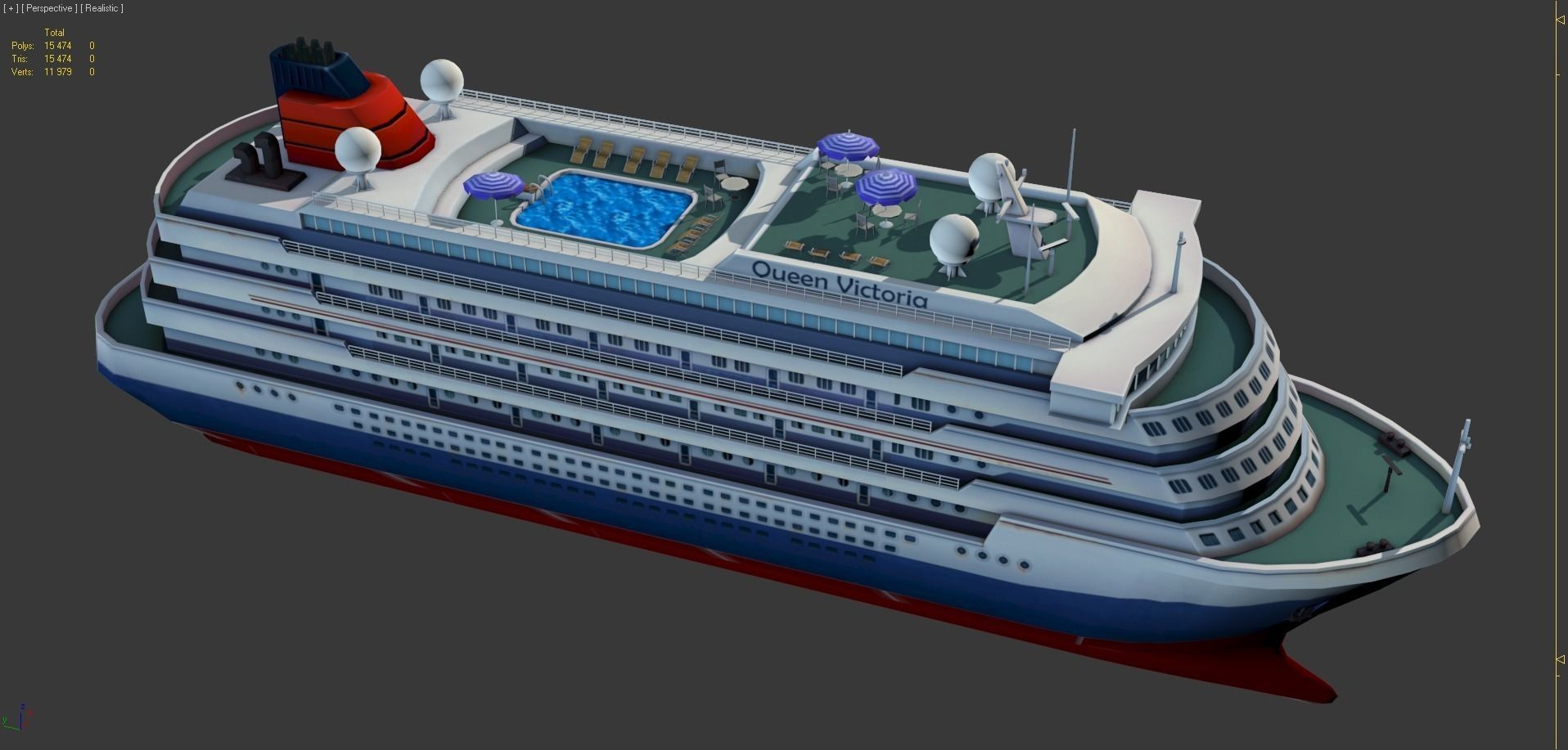 Cruise Liner - low poly Low-poly 3D model_4