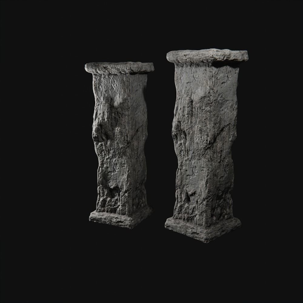 Ancient Column for Games Low-poly 3D model_1