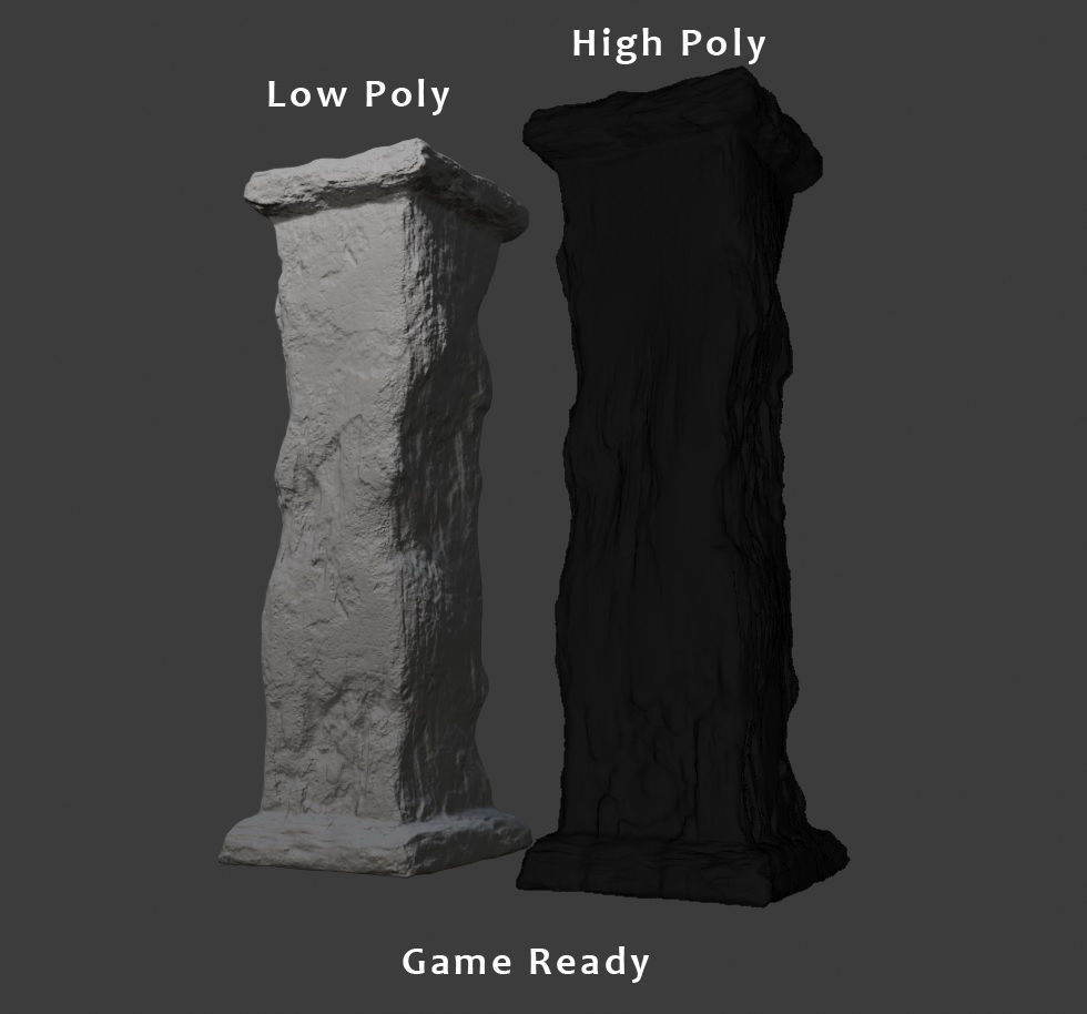 Ancient Column for Games Low-poly 3D model_5