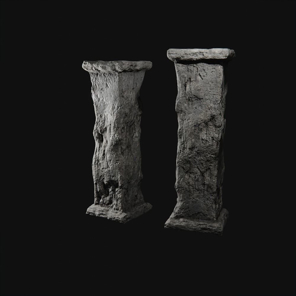 Ancient Column for Games Low-poly 3D model_2