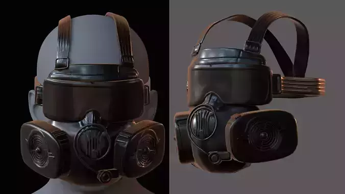 Gas mask helmet 3d model scifi Low-poly 