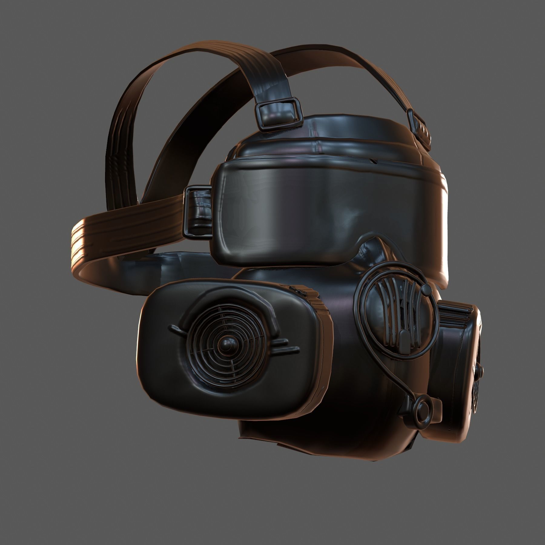 Gas mask helmet 3d model scifi Low-poly  Low-poly 3D model_5