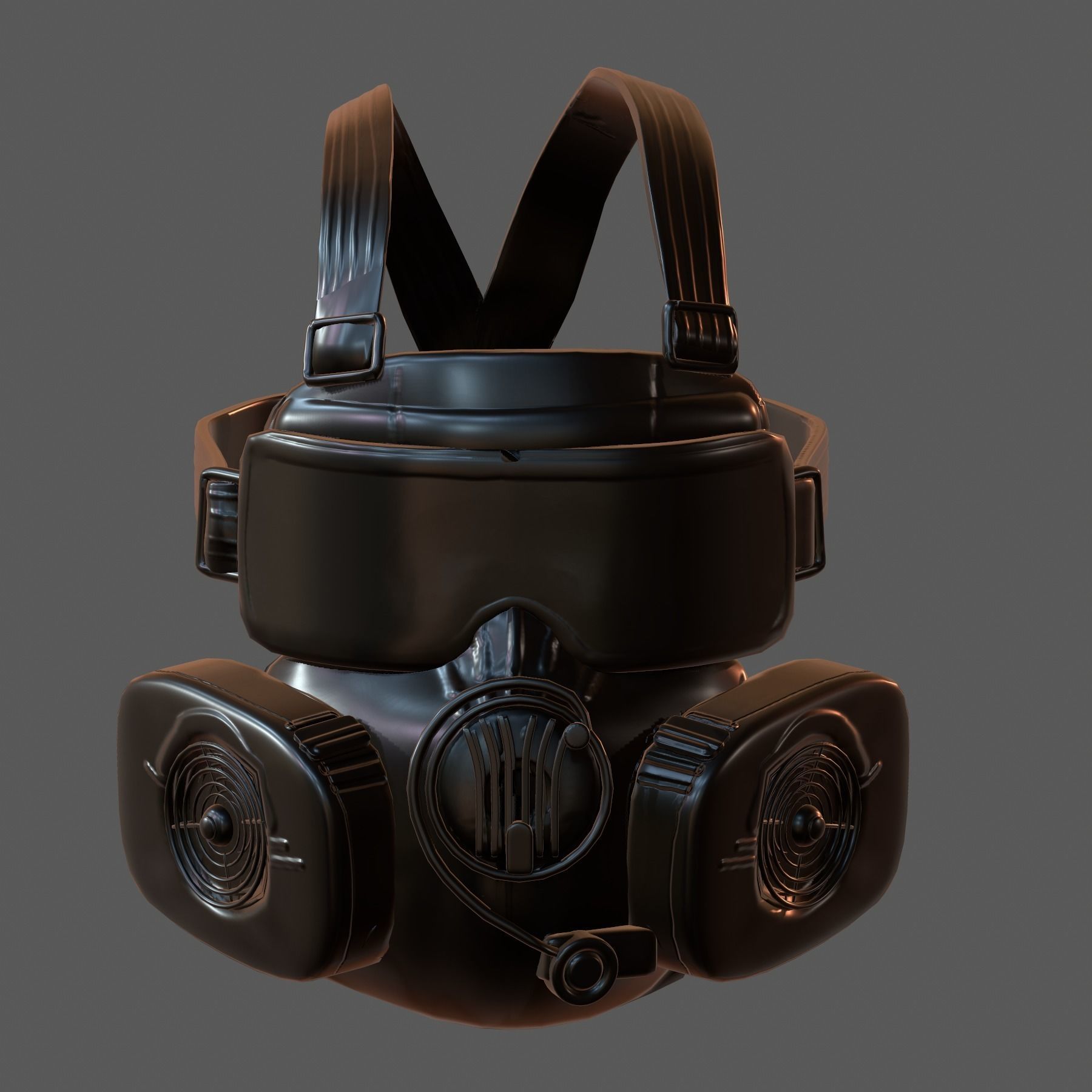 Gas mask helmet 3d model scifi Low-poly  Low-poly 3D model_2