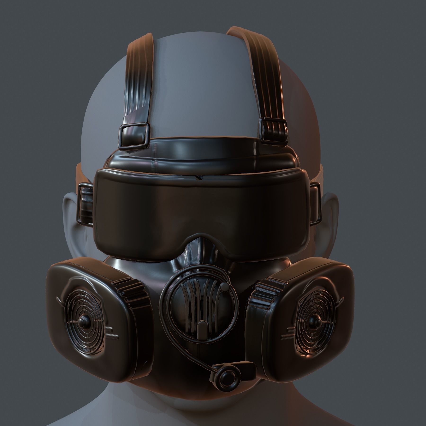 Gas mask helmet 3d model scifi Low-poly  Low-poly 3D model_3