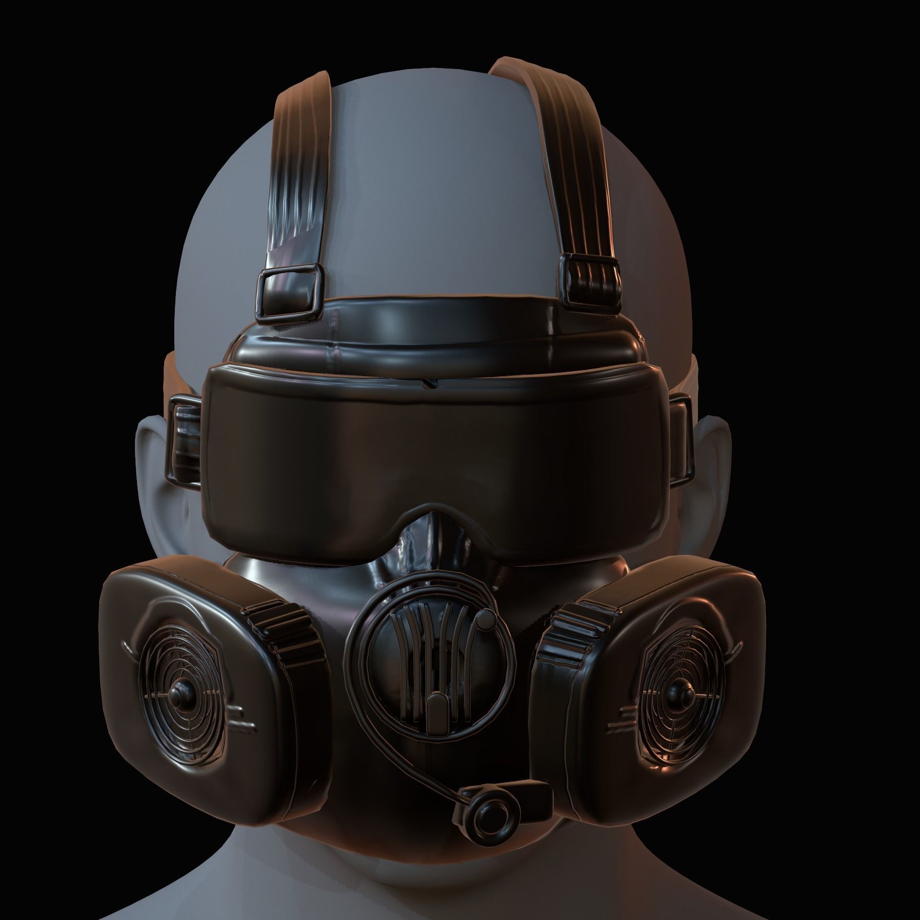 Gas mask helmet 3d model scifi Low-poly  Low-poly 3D model_1