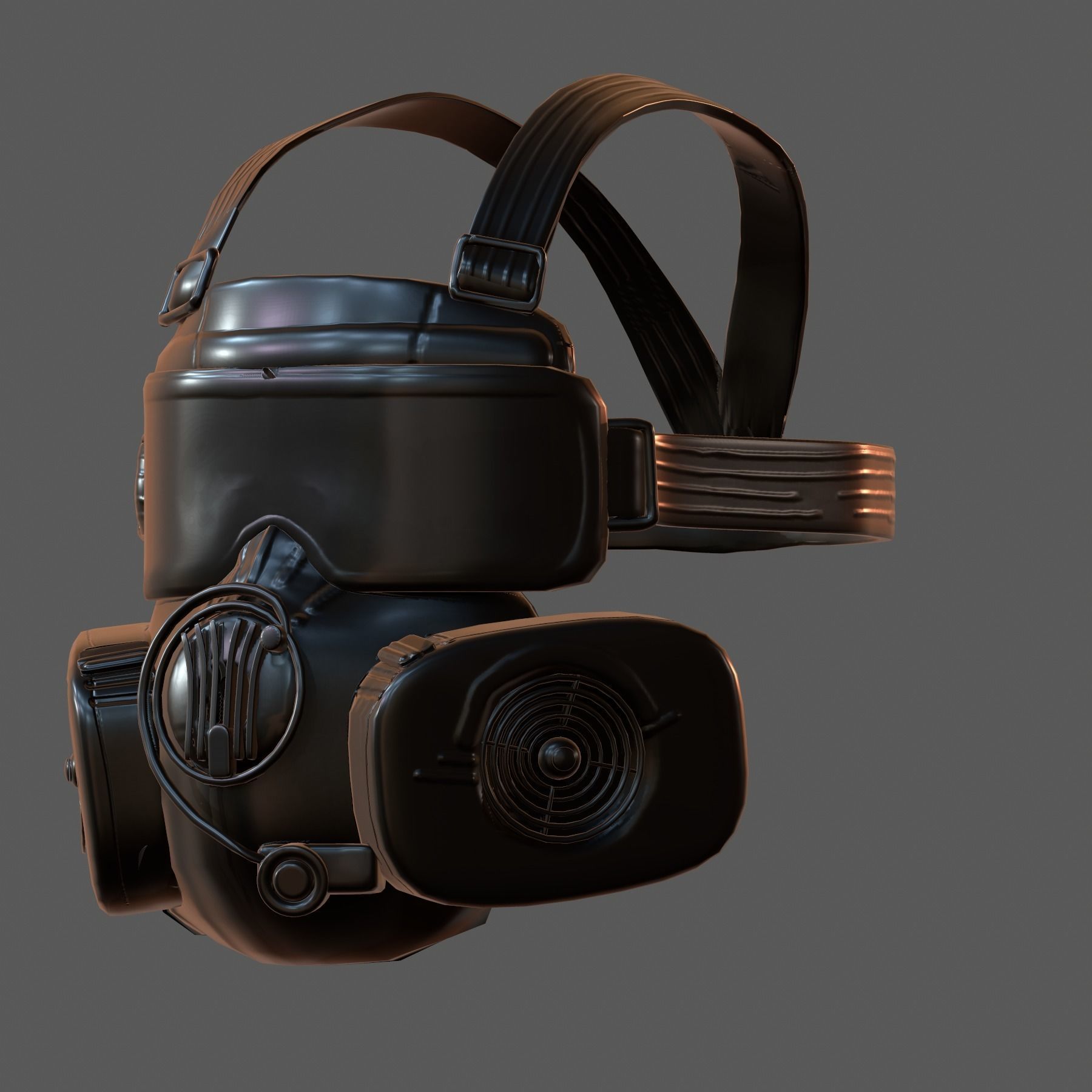 Gas mask helmet 3d model scifi Low-poly  Low-poly 3D model_4