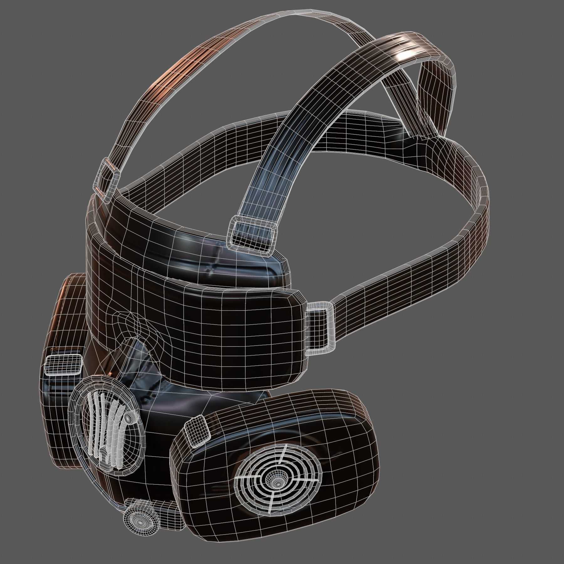 Gas mask helmet 3d model scifi Low-poly  Low-poly 3D model_7