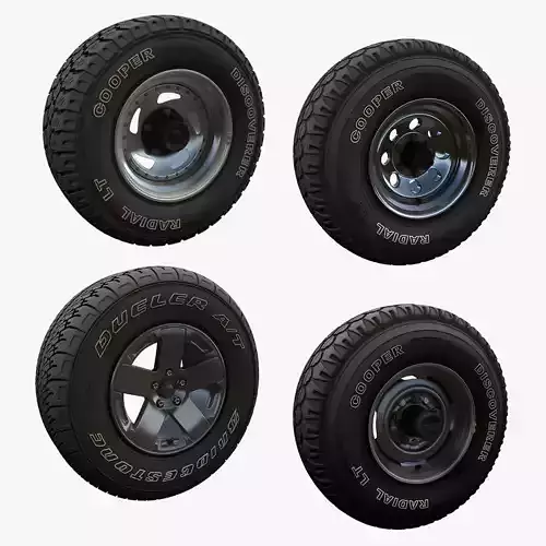 Highpoly offroad wheels 3D Model Collection