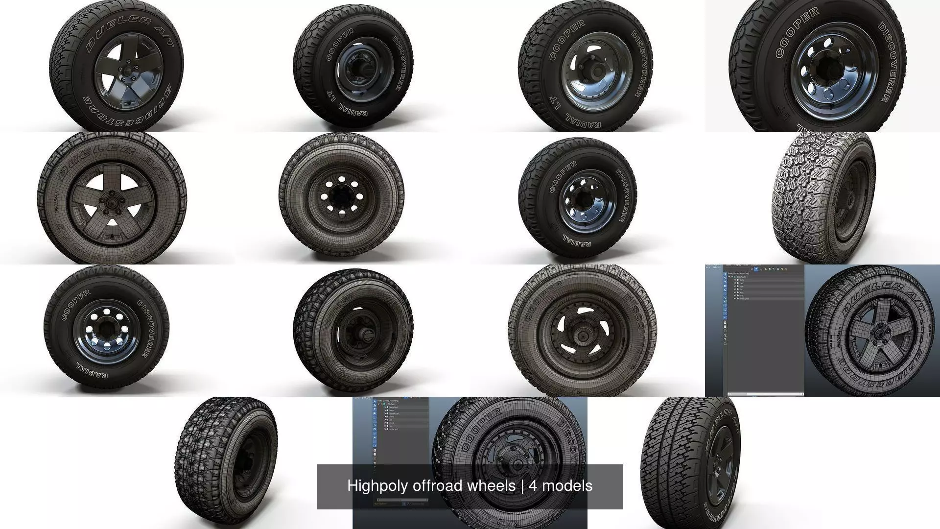 Highpoly offroad wheels 3D Model Collection_1