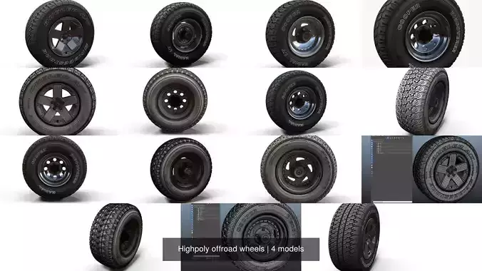 Highpoly offroad wheels