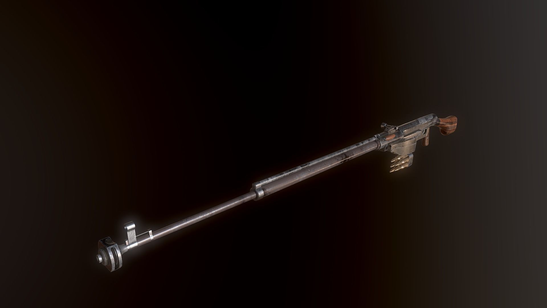 PTRS-41 ussr ww2 anti-tank rifle pbr Low-poly 3D model_2