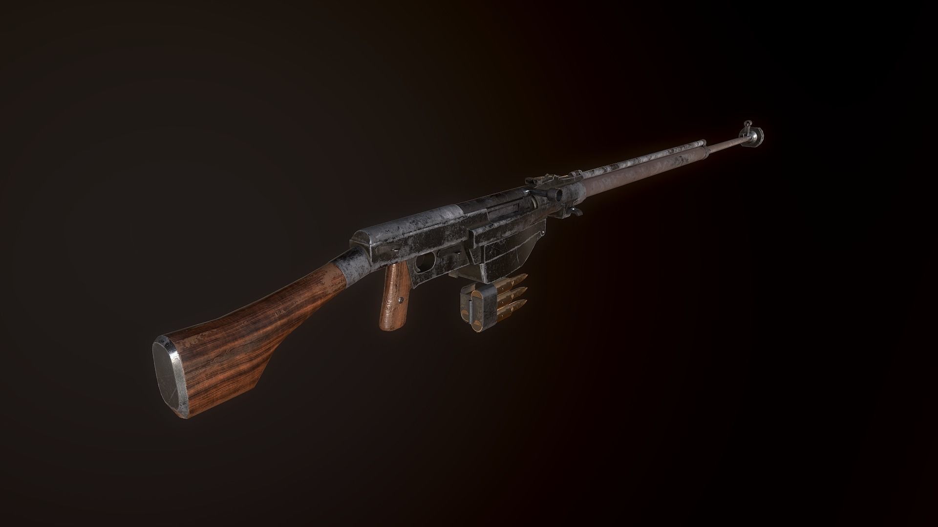 PTRS-41 ussr ww2 anti-tank rifle pbr Low-poly 3D model_3