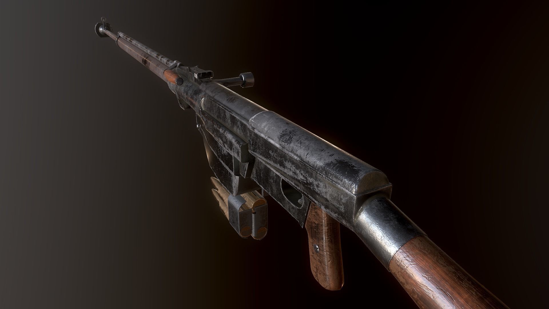 PTRS-41 ussr ww2 anti-tank rifle pbr Low-poly 3D model_1