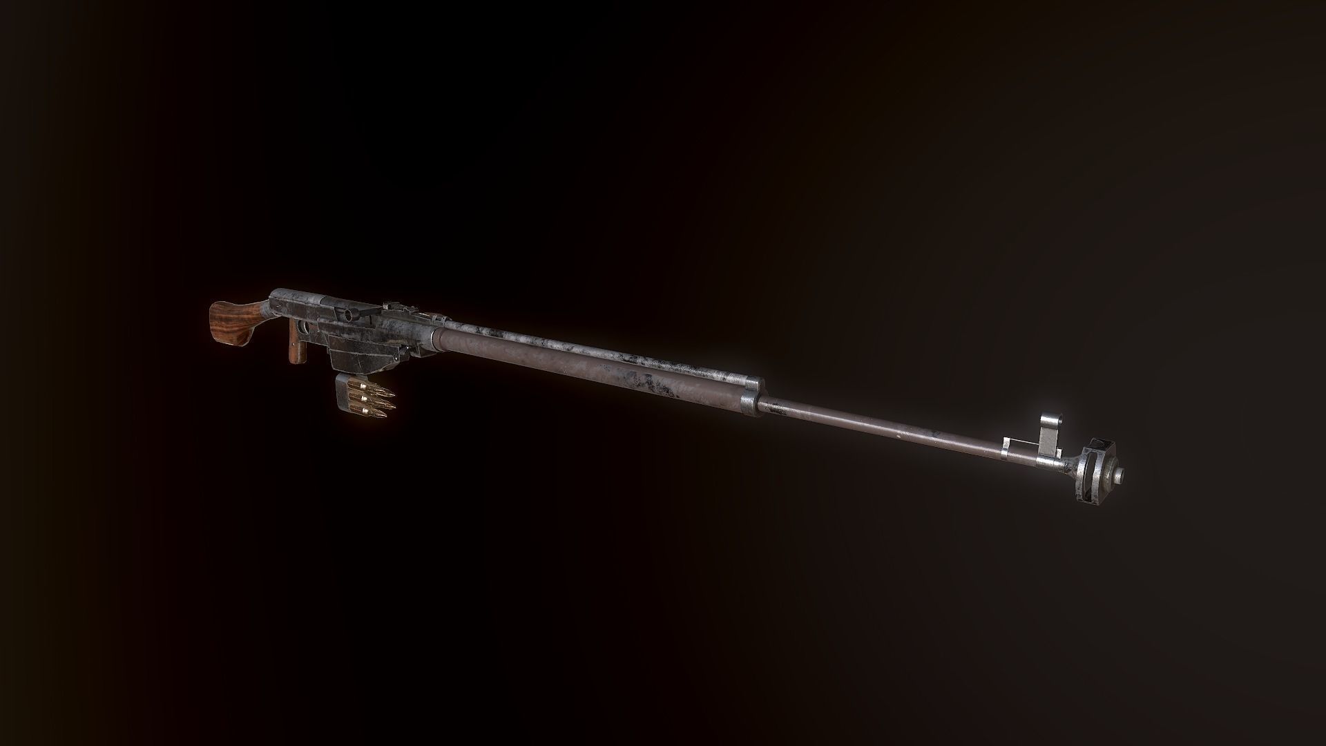 PTRS-41 ussr ww2 anti-tank rifle pbr Low-poly 3D model_4