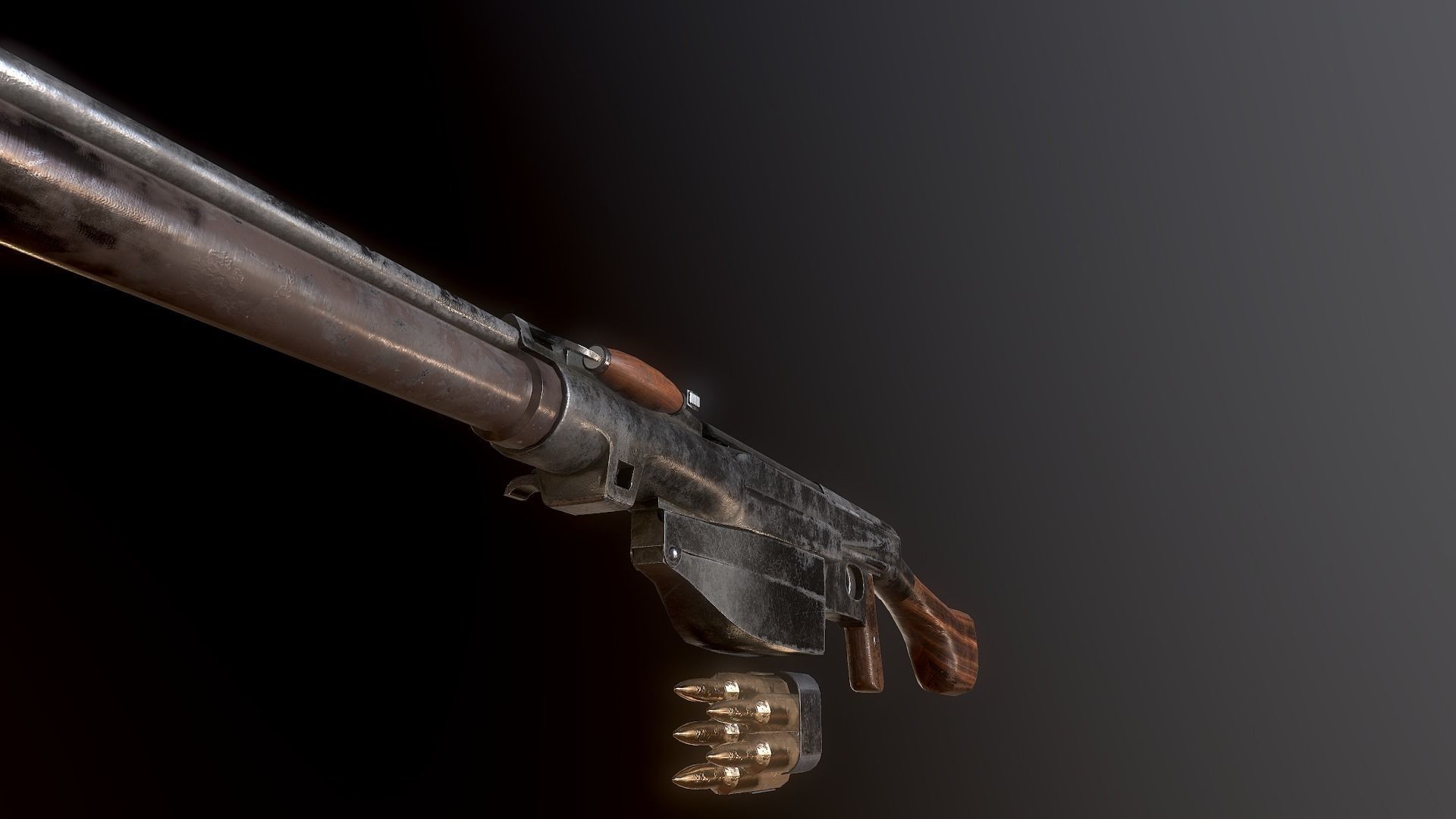 PTRS-41 ussr ww2 anti-tank rifle pbr Low-poly 3D model_5