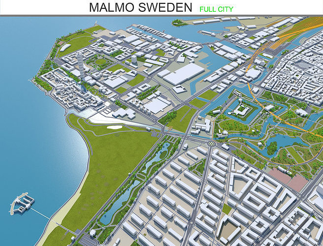 Malmo Sweden 40km Low-poly 3D model