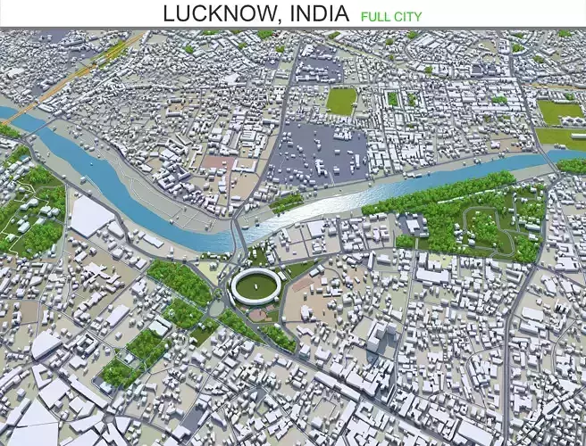 Lucknow City Uttar Pradesh India 50km Low-poly 3D model
