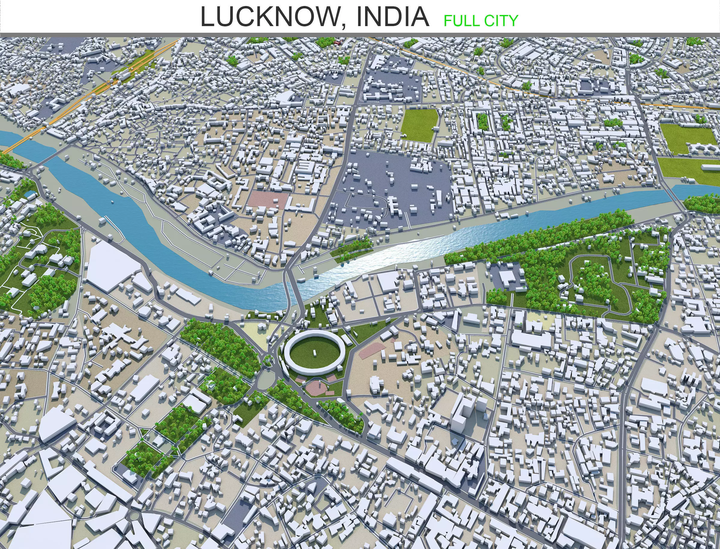Lucknow City Uttar Pradesh India 50km Low-poly 3D model