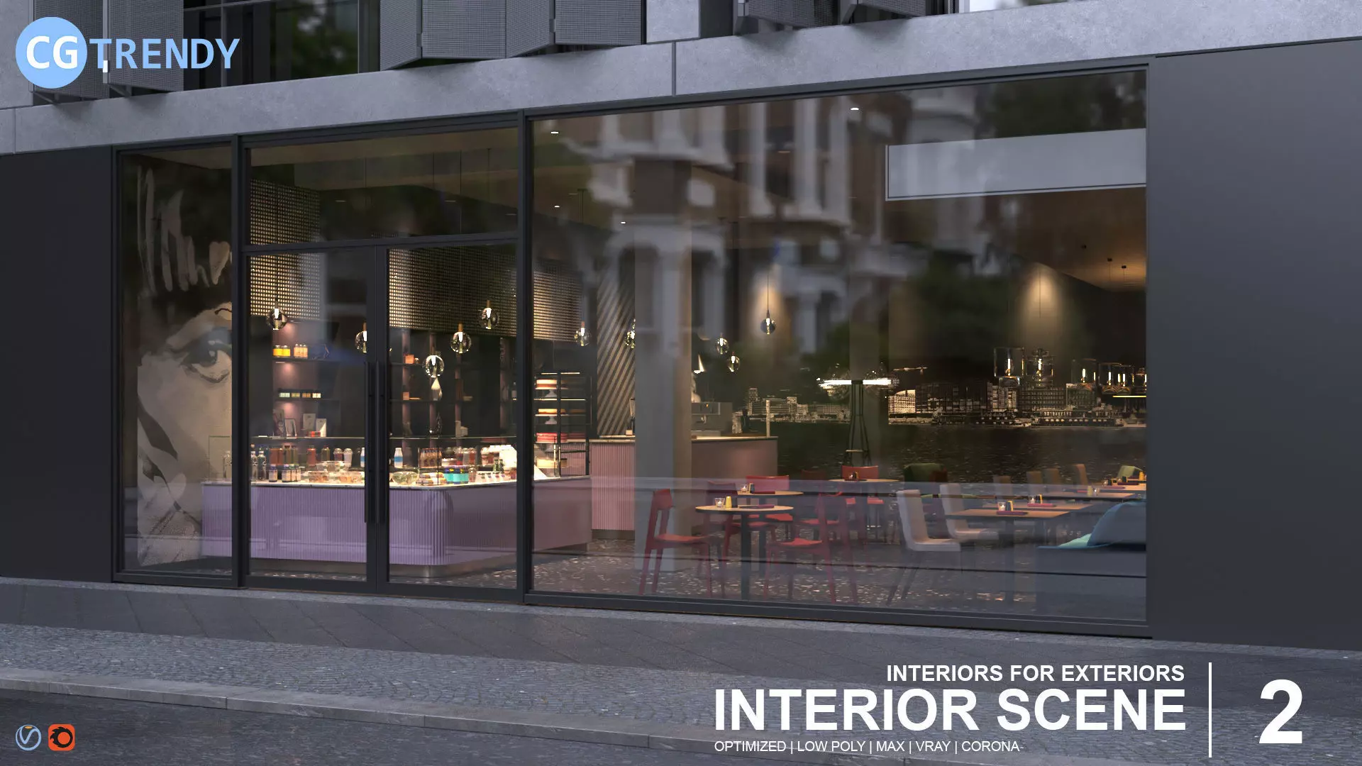 Interior Scene 02 - Cafe 3D model_0