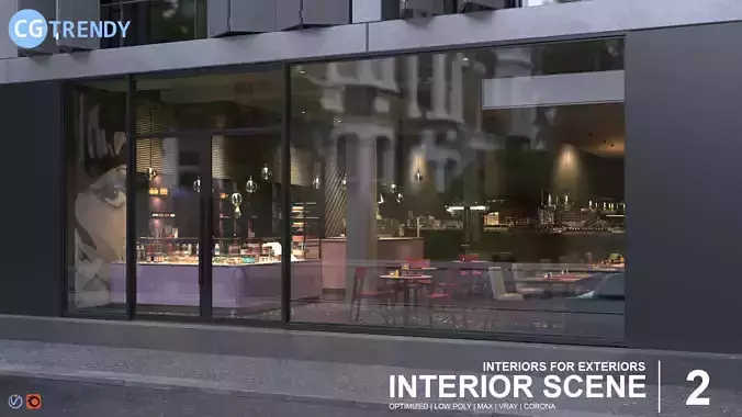 Interior Scene 02 - Cafe 3D model