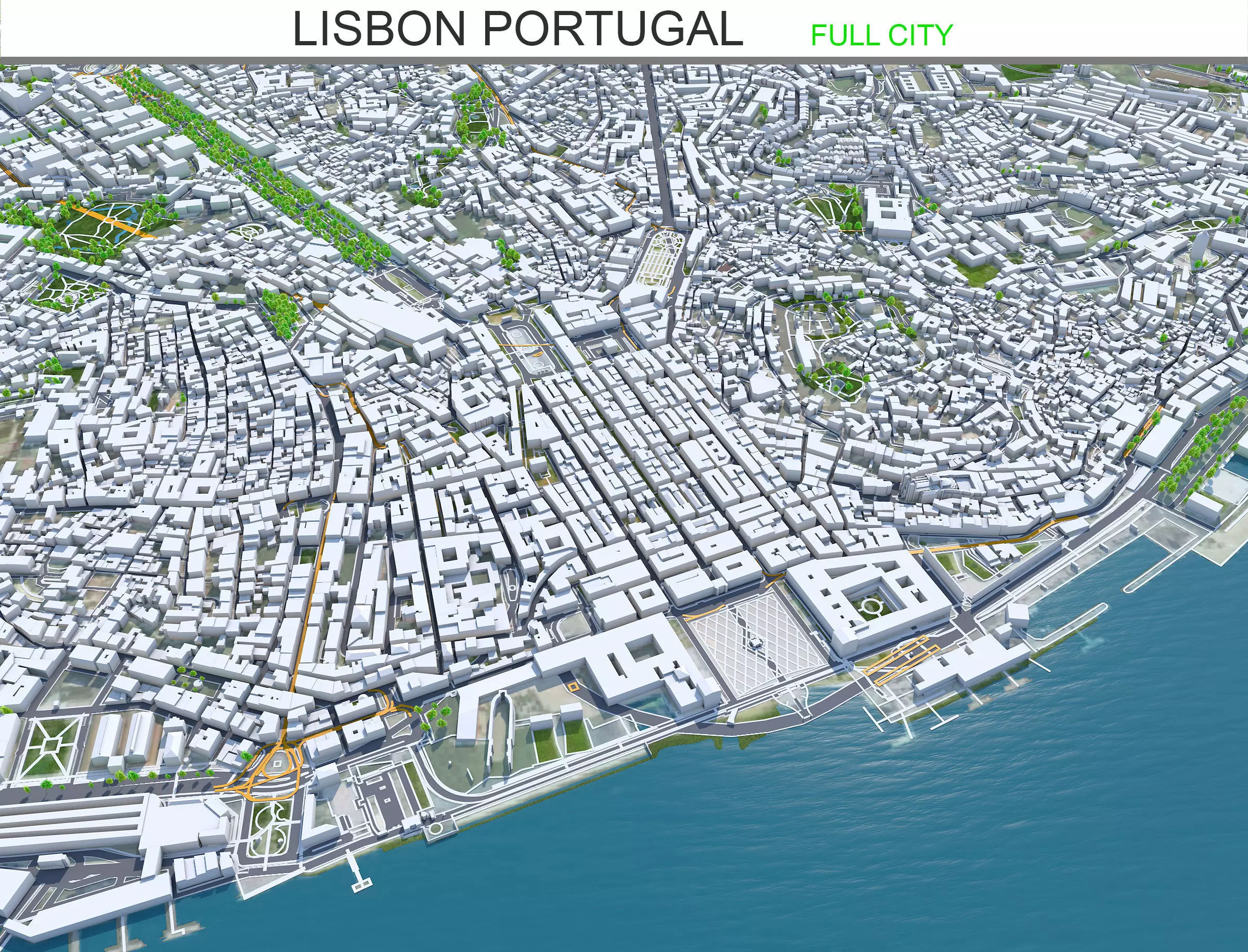 Lisbon Portugal Low-poly 3D model