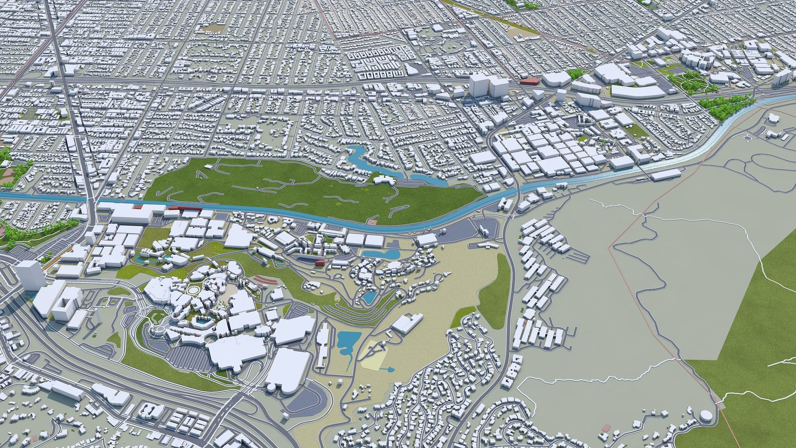Burbank City California USA 30km Low-poly 3D model_12